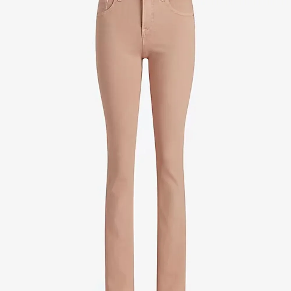 NWT EXPRESS WOMEN'S MID RISE PINK SKYSCRAPER HYPER STRETCH JEANS NUDE PINK 0 S